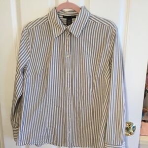 Apostrophe Brand Women’s Sz. XL Grey & White Stripe L/S Blouse